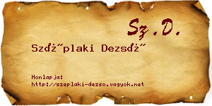 Széplaki Dezső névjegykártya
